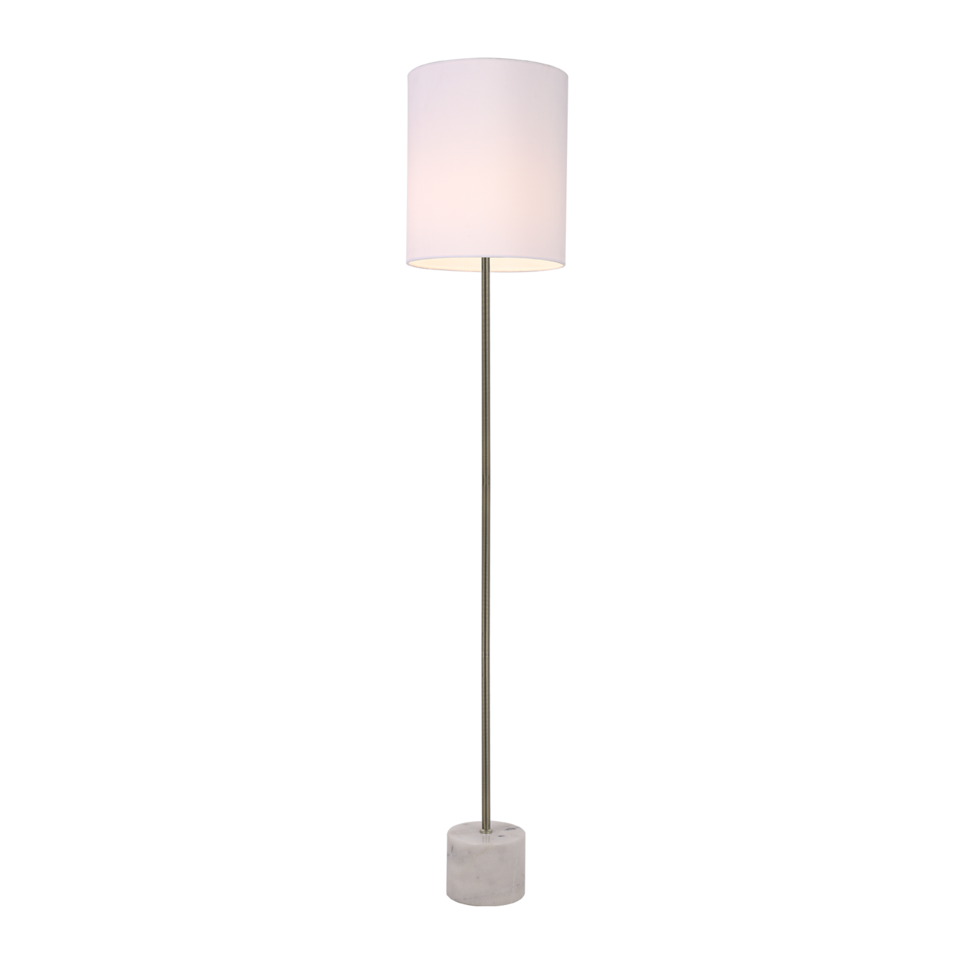 Lexi Lighting Wigwam Floor Lamp with Marble Base & Velvet Shade - Antique Brass