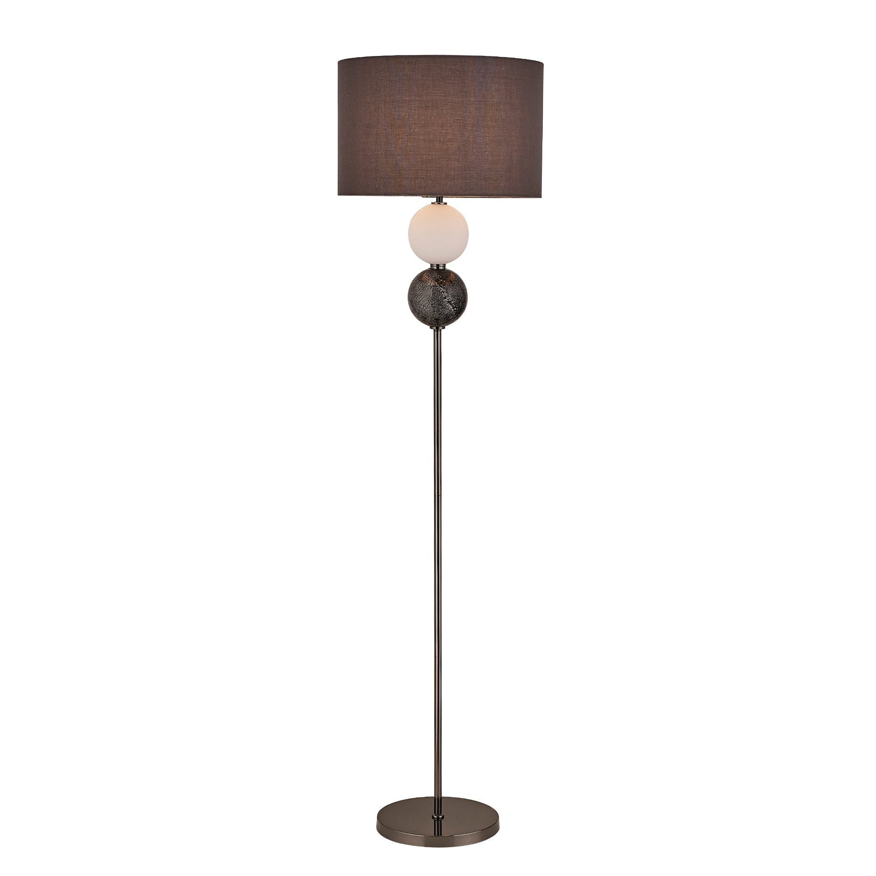 Murano Floor Lamp – Pewter Glass Orbs with Fabric Shade, E27