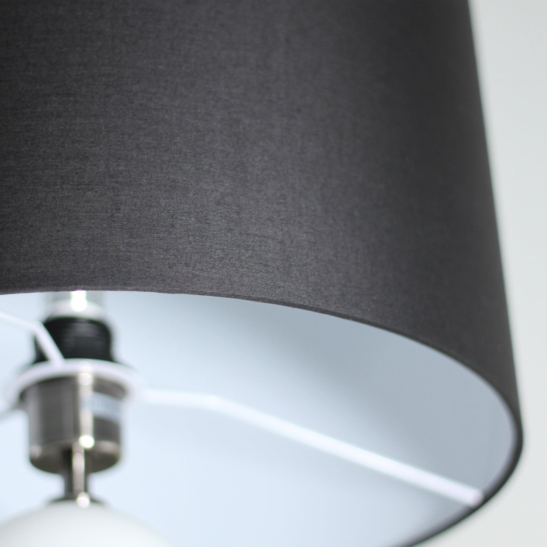 Murano Floor Lamp – Pewter Glass Orbs with Fabric Shade, E27