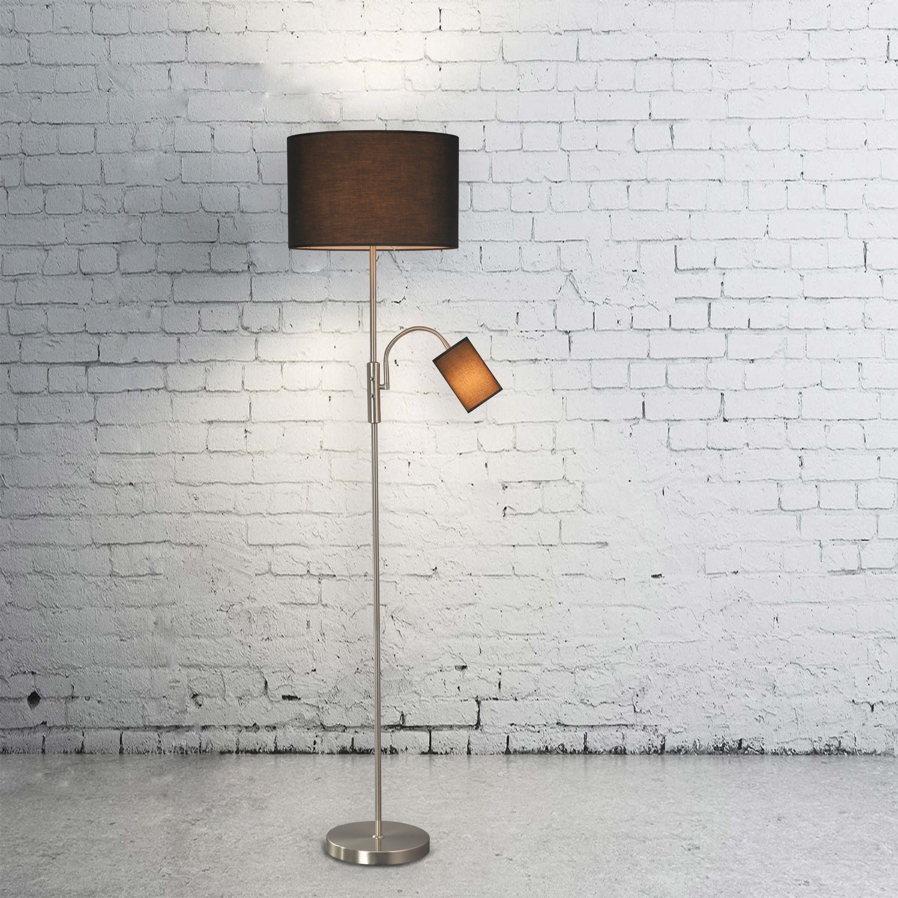 Lexi Lighting Cylinya Mother & Child Floor Lamp with Dual Fabric Shades - Black