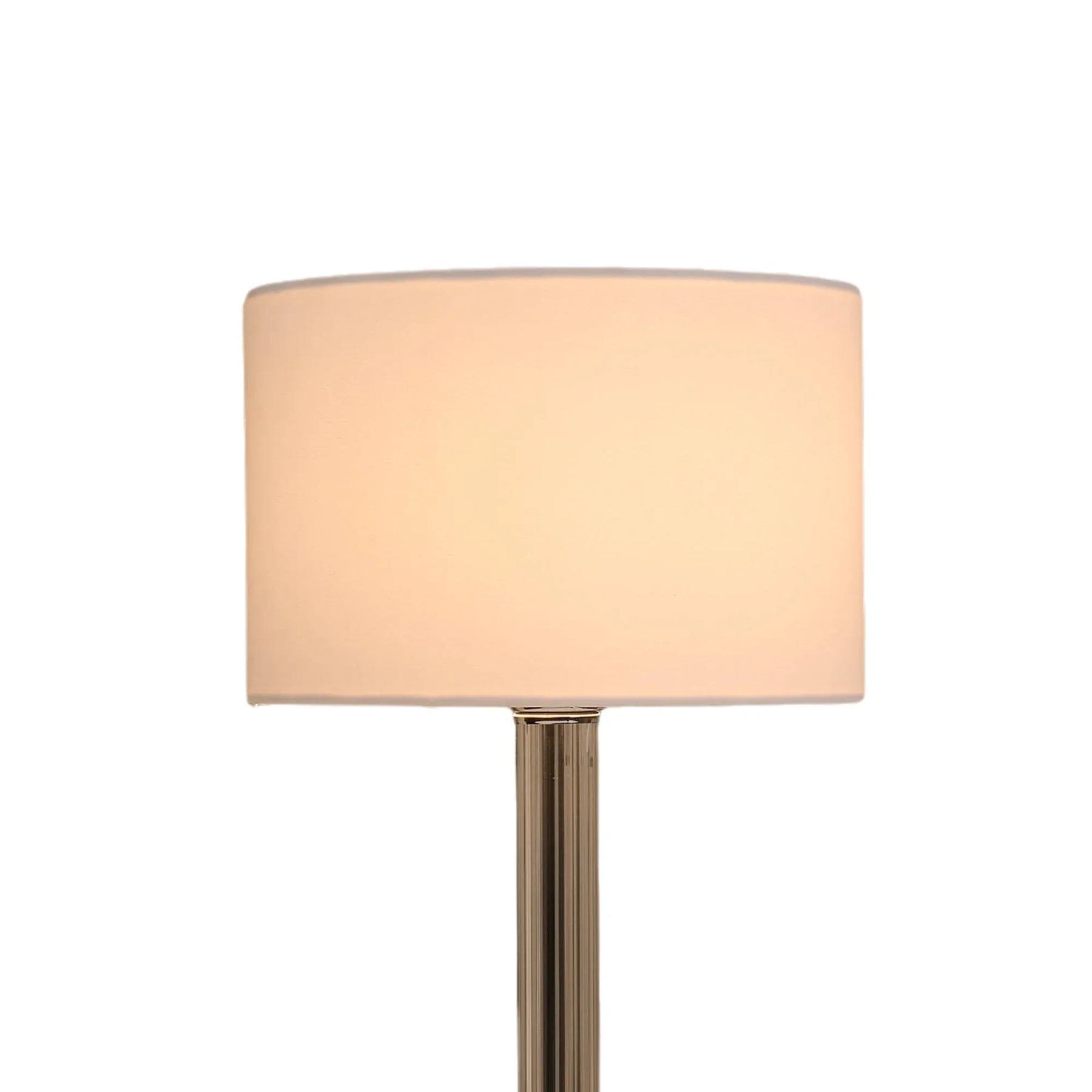 Cosima Table Lamp – Clear Glass Base with White Fabric Shade, E27