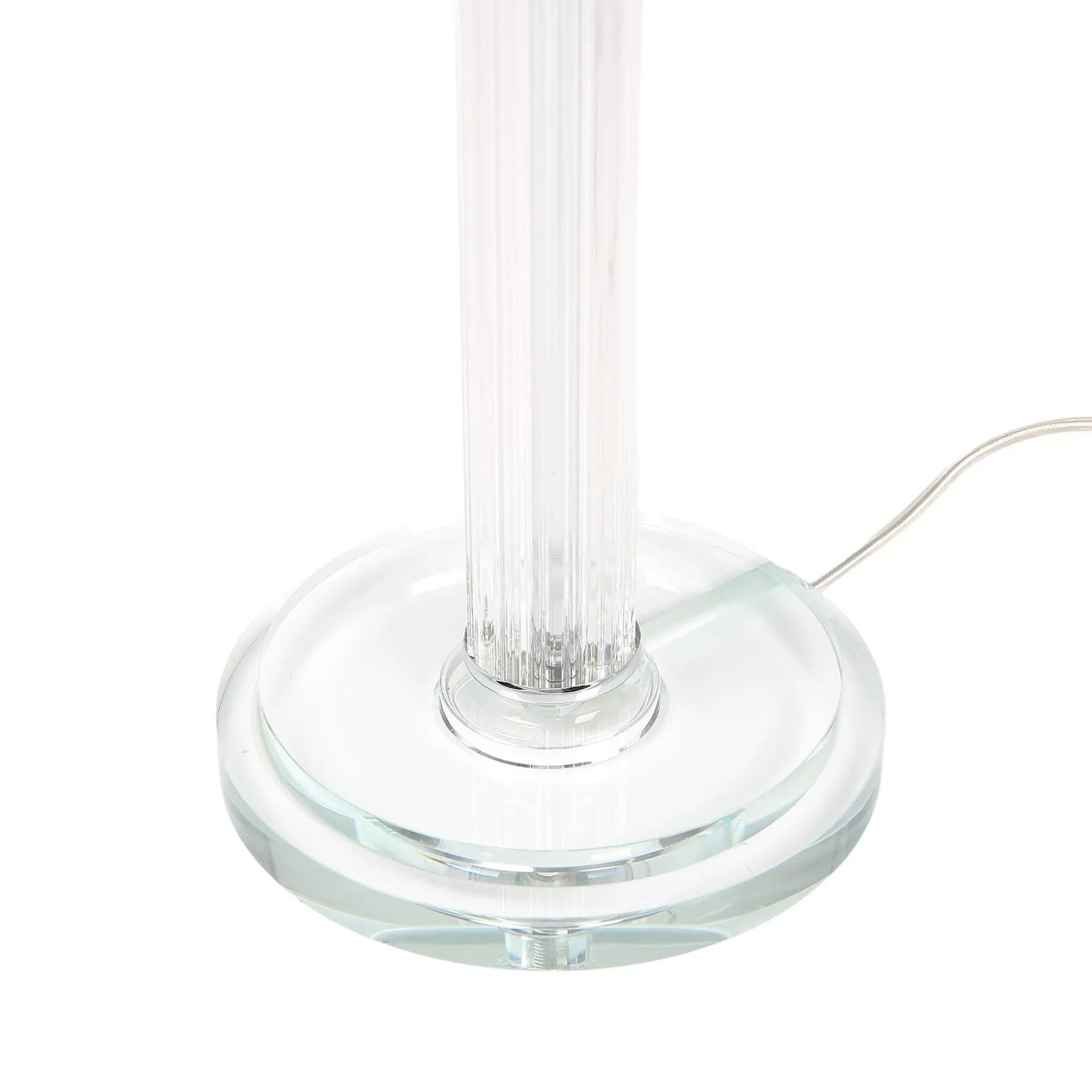Cosima Table Lamp – Clear Glass Base with White Fabric Shade, E27
