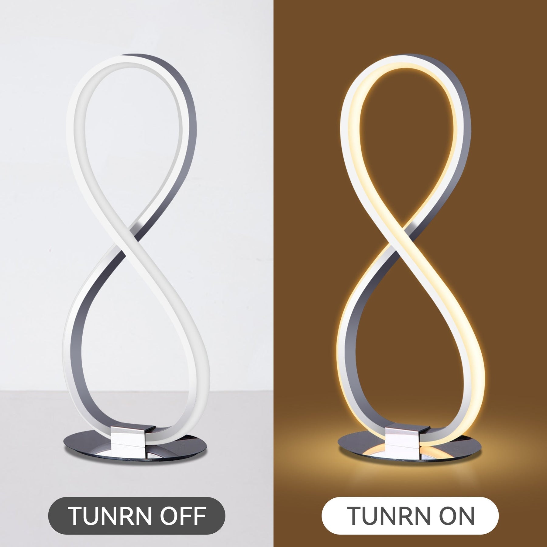 Infinite LED Table Lamp – Chrome Metal Base 36cm, 560lm