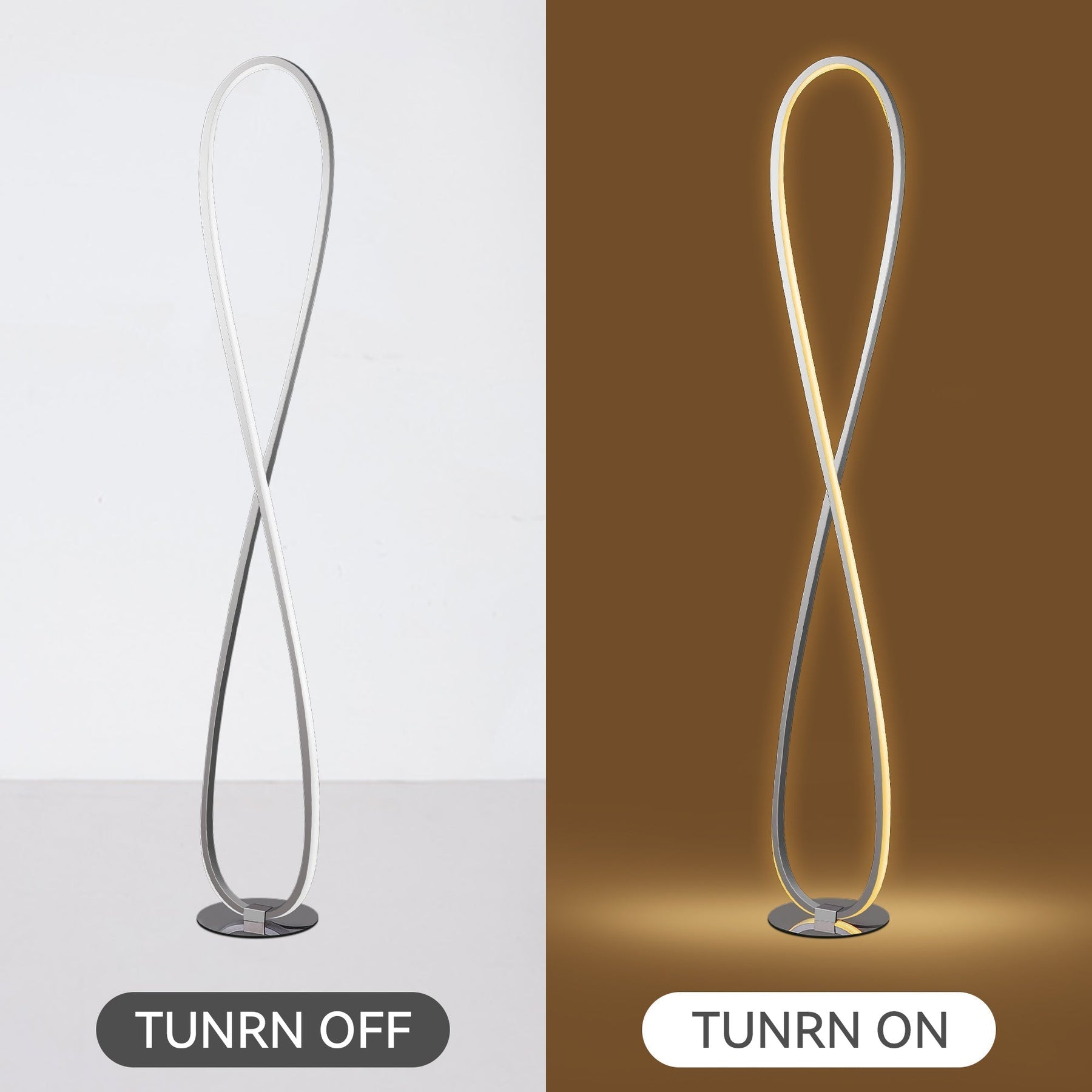 Infinite LED Floor Lamp – Chrome Metal Base 130cm, 870lm