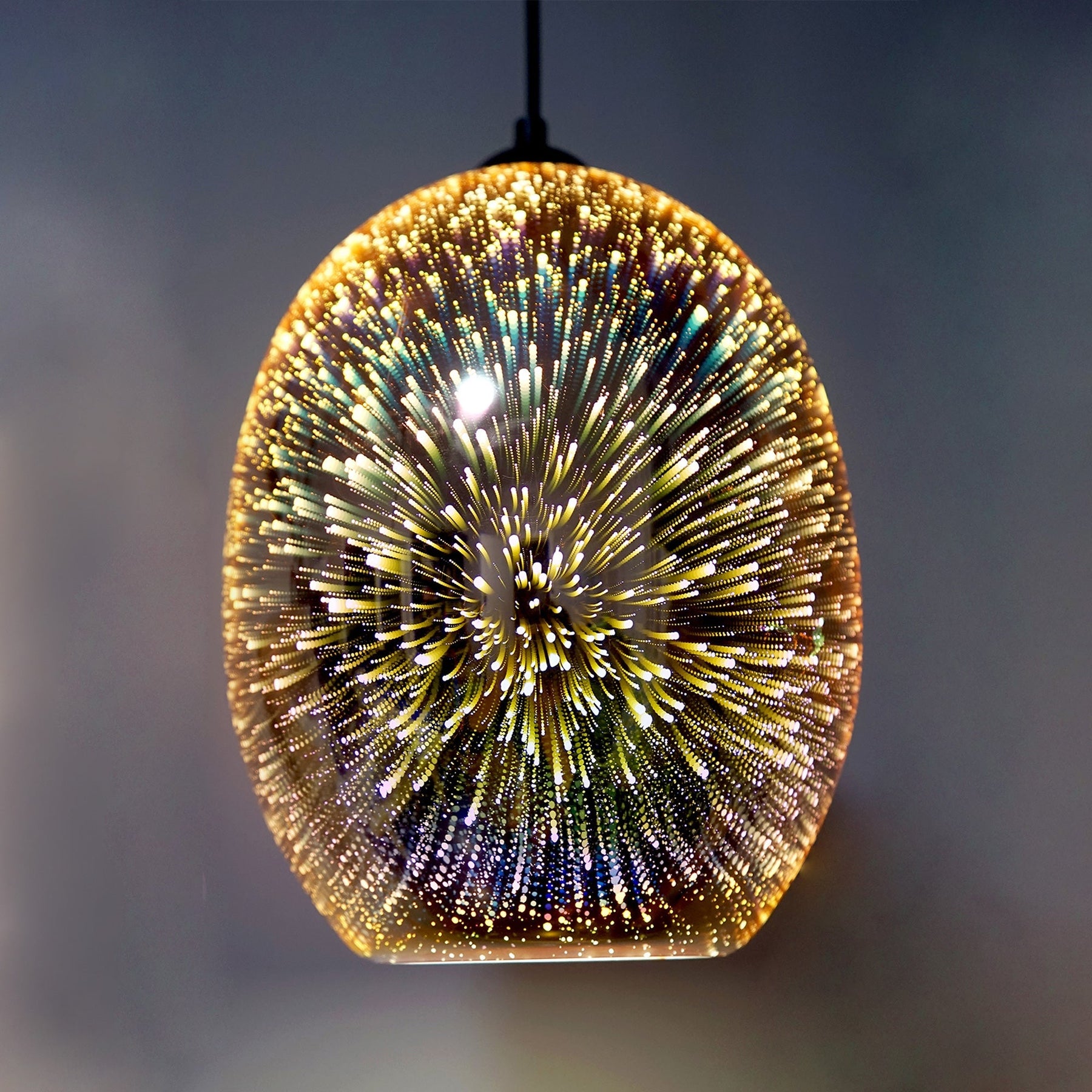 Lexi Lighting Moravian Glass Oval Pendant Light with Speckled Shade - Chrome