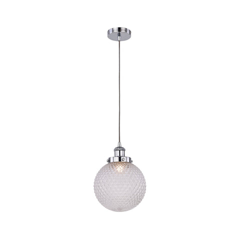 Casablance Pendant Light - Large Chrome & Clear Diamond Glass Sphere 300mm - SuperSaverAU - view 1