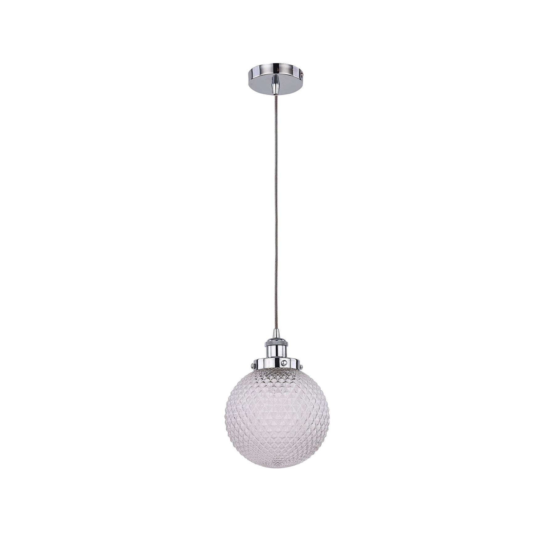 Casablance Pendant Light - Small Chrome & Clear Glass, 200mm Sphere - SuperSaverAU - view 1