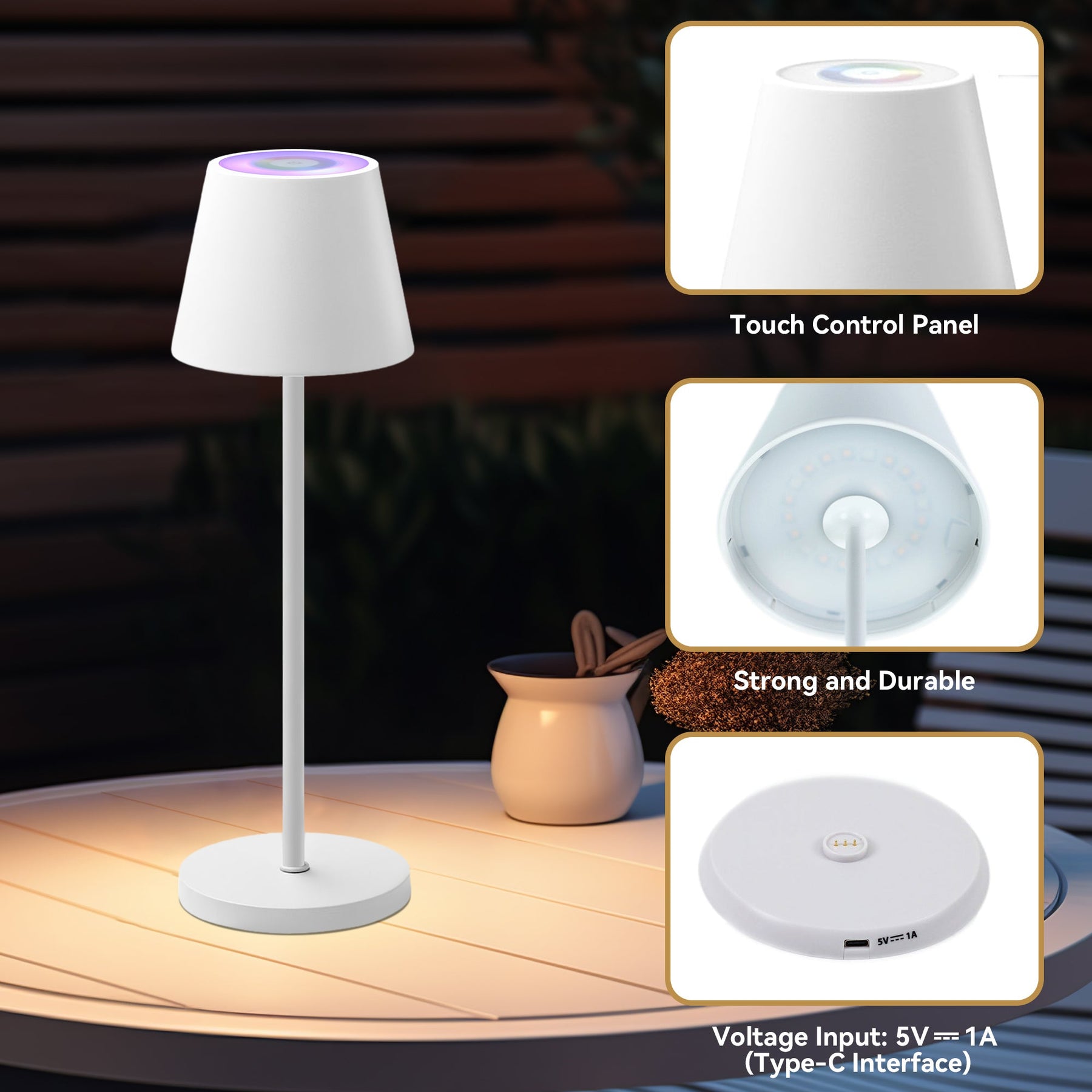 Lexi Lighting Enoki Portable RGB Table Lamp with Touch Dimmer - White