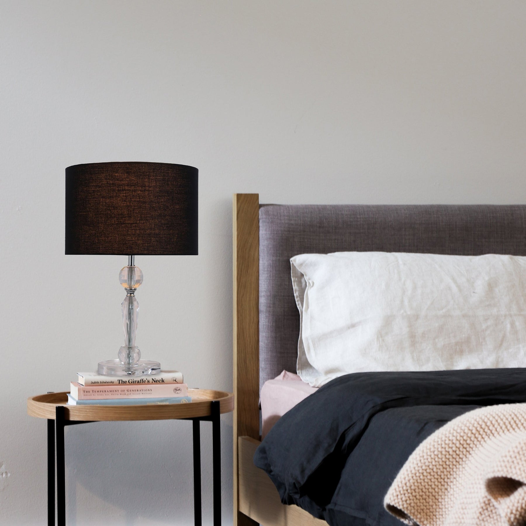Moby Table Lamp - 42.5H cm Acrylic & Chrome with Black Linen Shade - SuperSaverAU - view 1