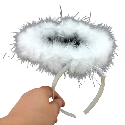 Premium Angel Halo Headband with White Feathers