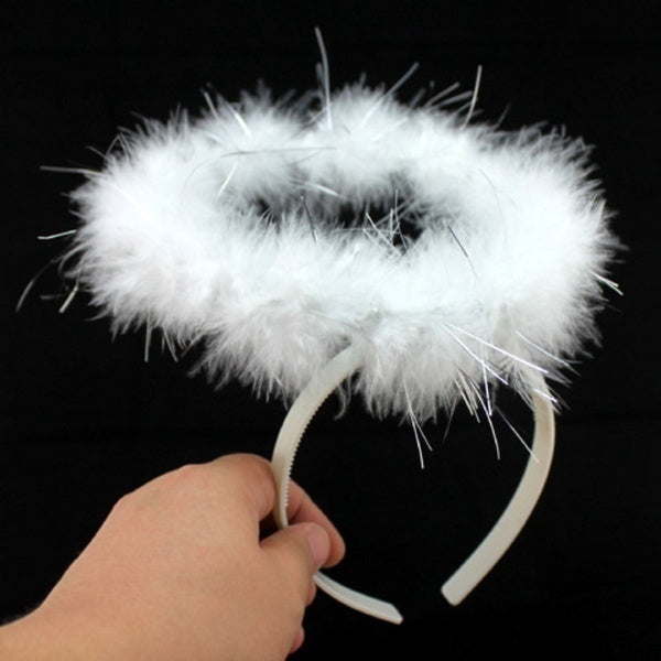 Premium Angel Halo Headband with White Feathers