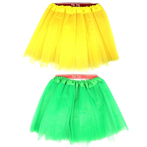 Premium Yellow & Green Tulle Ballerina Tutus - 2 Pack, Small