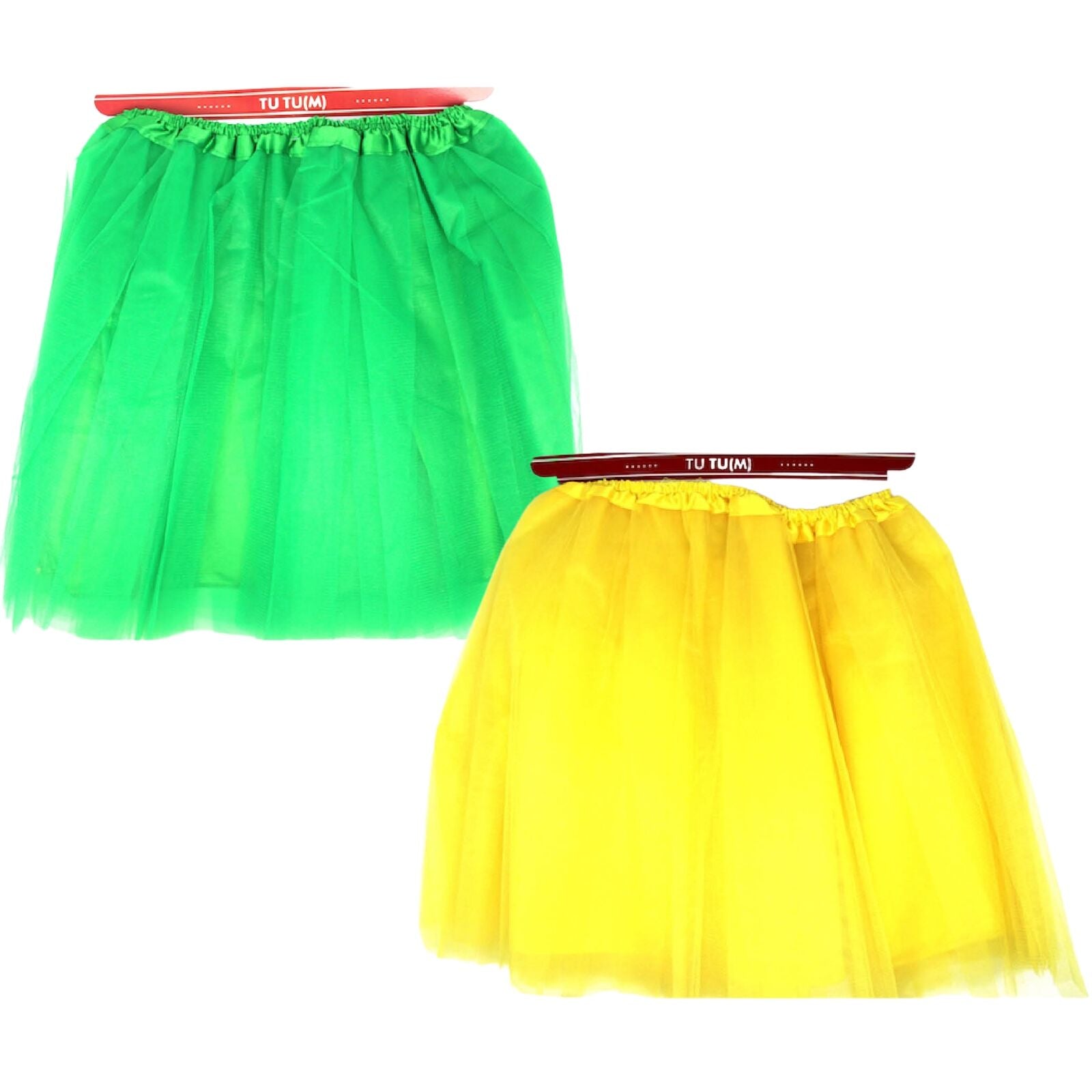 2x Tulle Ballerina Tutu, Yellow & Green – Medium, 3-Layer Adult Costume Australia Day - SuperSaverAU - view 1