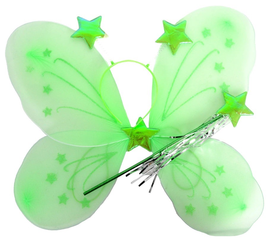 Girls Kids Angel Fairy Butterfly Wing Fancy Princess Party Costume Prop - Green - SuperSaverAU - view 1
