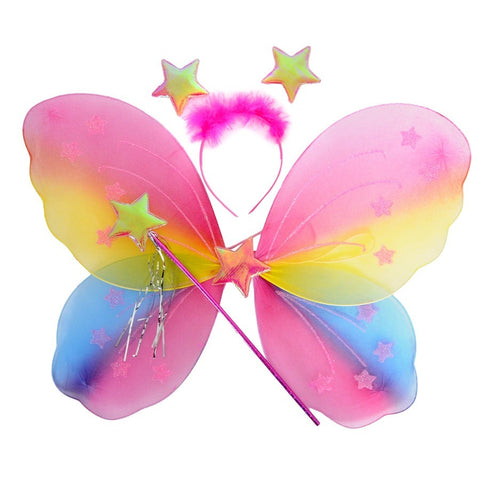 Girls Kids Angel Fairy Butterfly Wing Princess Party Costume Prop - Rainbow - SuperSaverAU - view 1