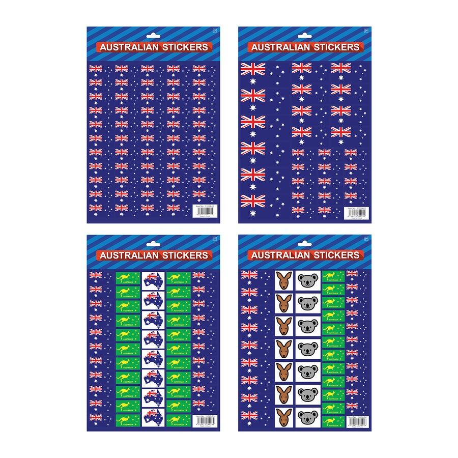 Premium Australian Flag Stickers - 4 x A4 Sheets