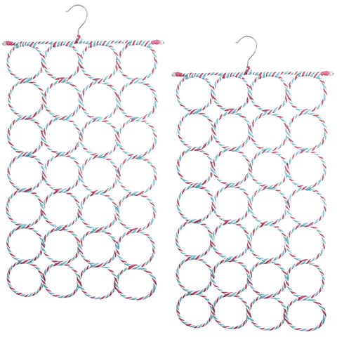 Premium 24 Hole Scarf Hanger Organisers with Swivel Hook - 2 Pack