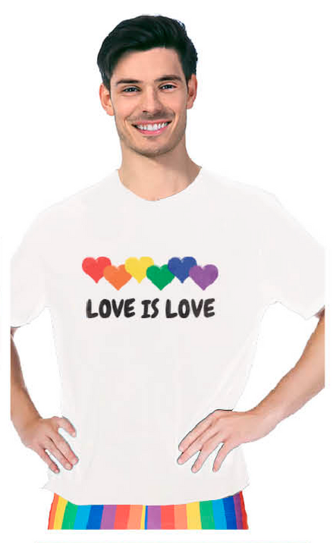 Adult Rainbow T Shirt Top Tee Gay Pride LGBTQ Love Is Love - White- One Size - SuperSaverAU - view 1