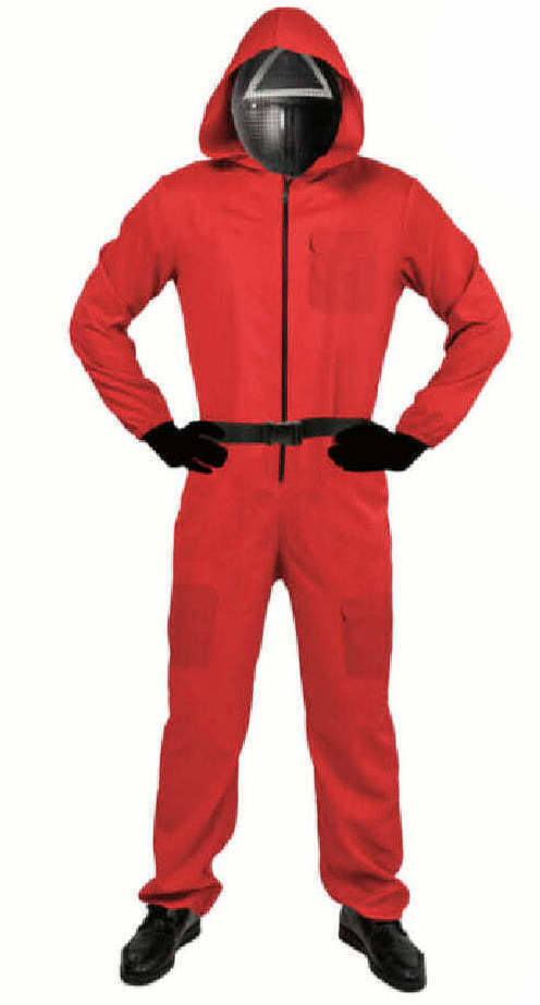 Adult Squid Game Costume Guard Tracksuit Halloween Cosplay Red - S/M(165 - 175cm) - SuperSaverAU - view 1