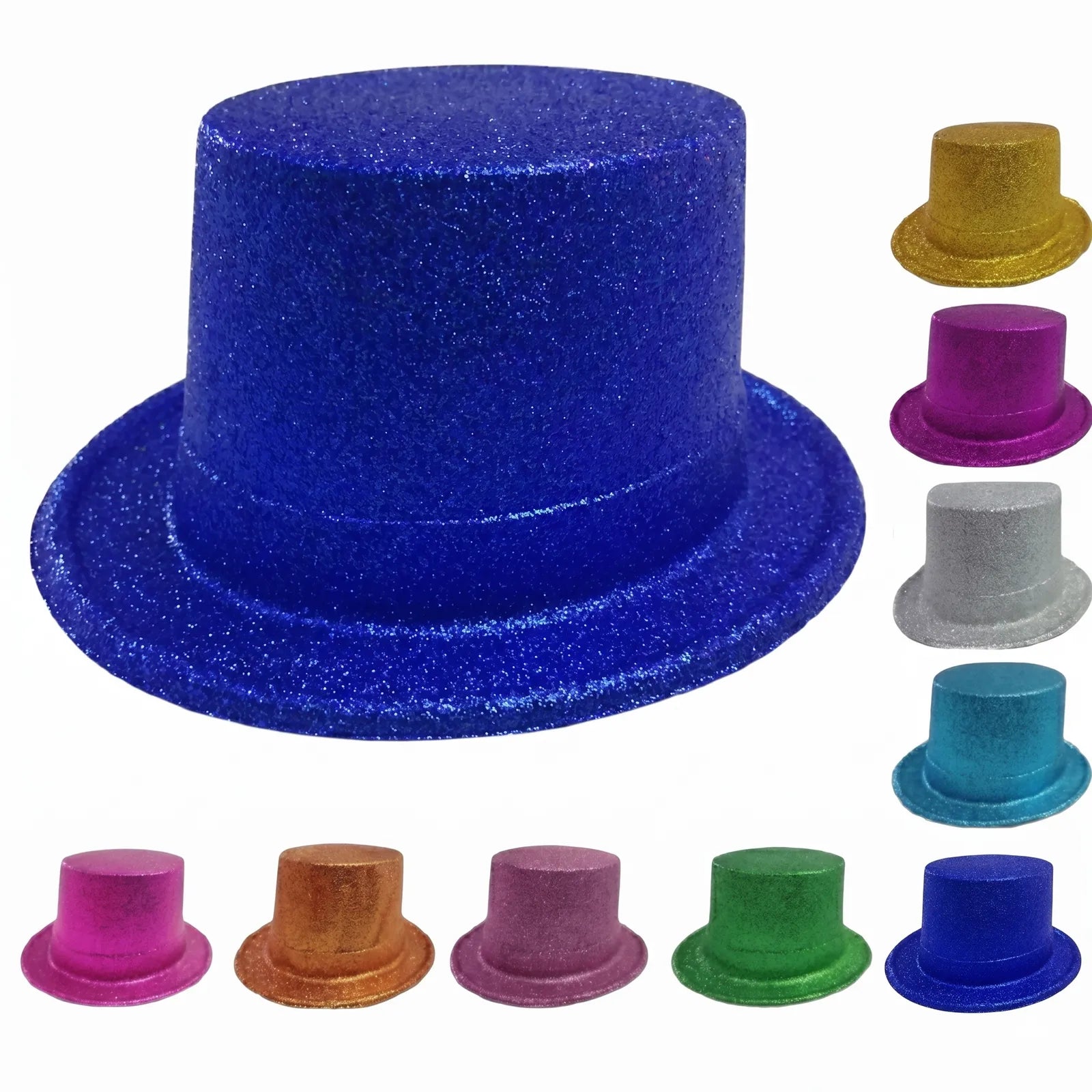 Premium Glitter Top Hats - Mixed Colour, 12 Pack