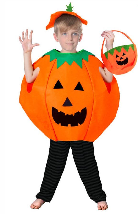 KIDS PUMPKIN COSTUME Halloween Unisex Fancy Dress Up Party Orange Vegetable - SuperSaverAU - view 1