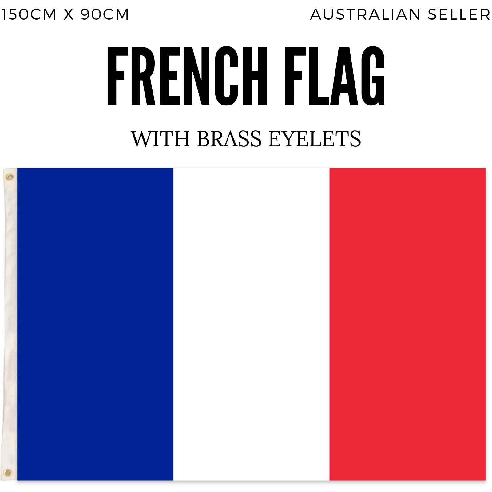 France Heavy Duty National Olympics Flag 150cm x 90cm with Brass Eyelets - SuperSaverAU - view 1