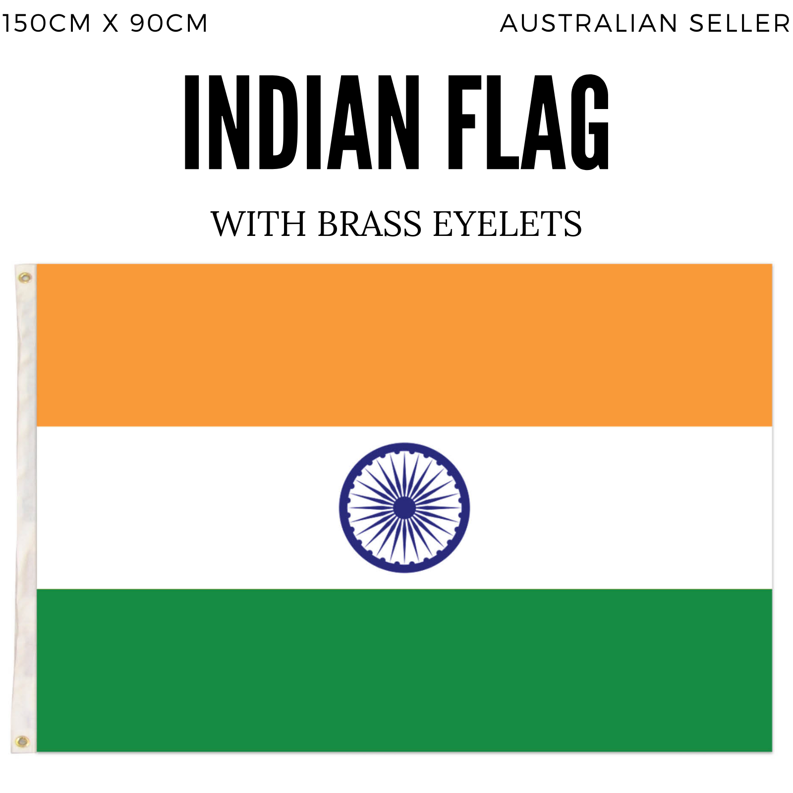 Premium 2 Pack India Country Flags Heavy Duty with Brass Eyelets - 150cm x 90cm - SuperSaverAU - view 4