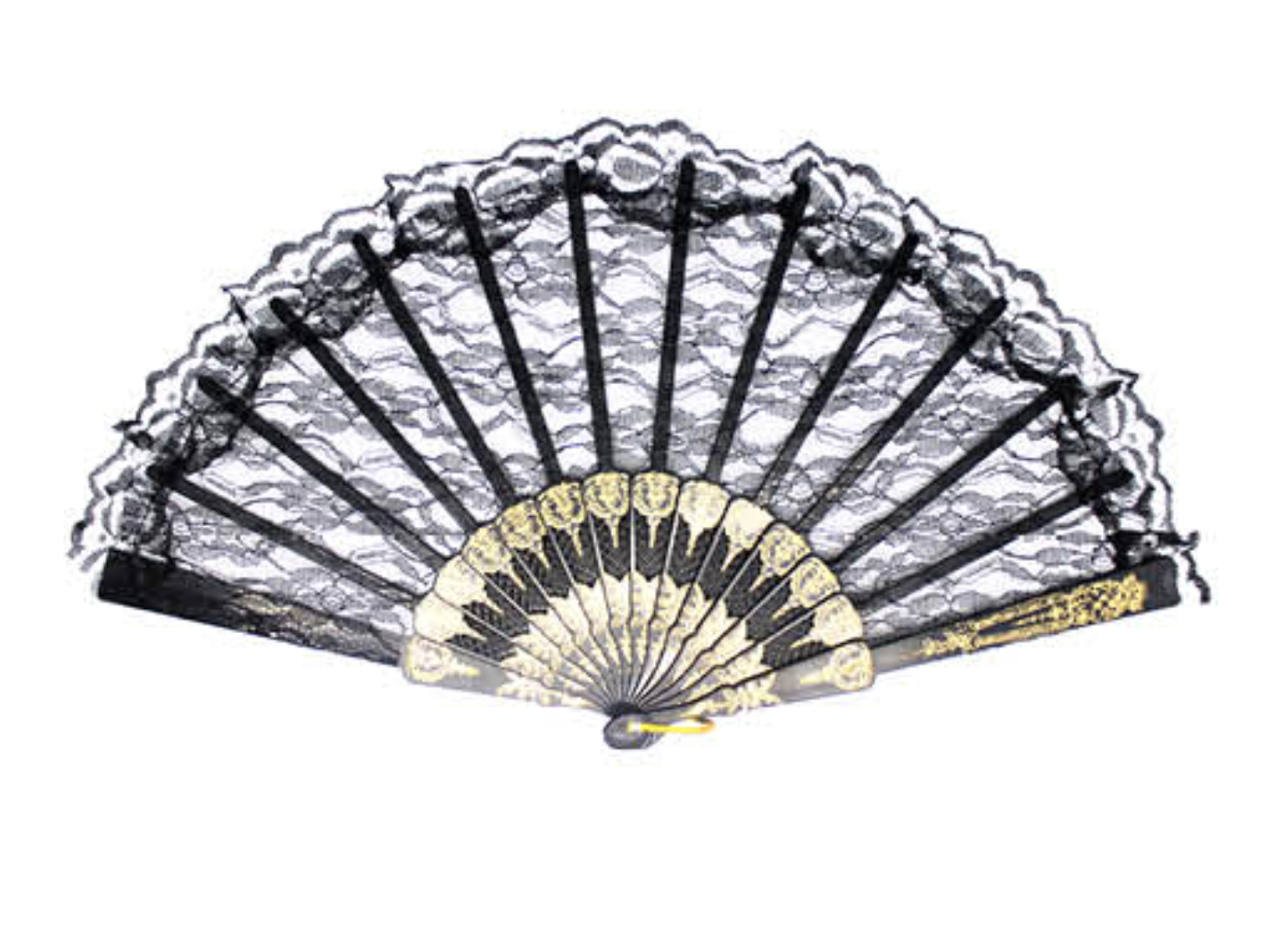 Premium Lace Folding Hand Fan - Black