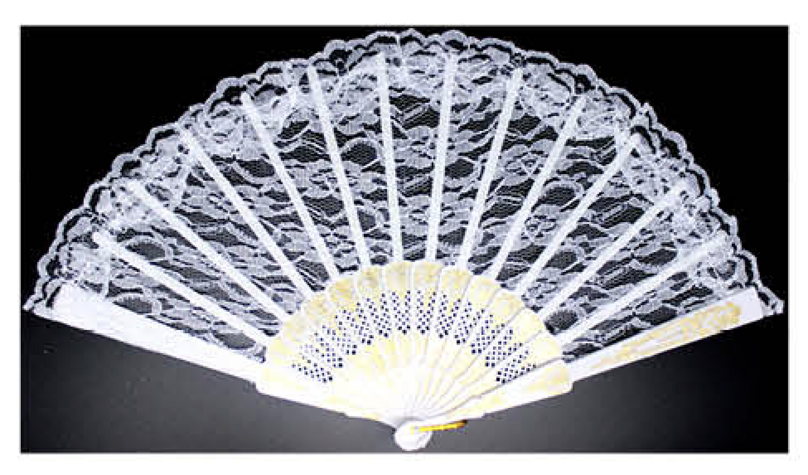 Premium Lace Folding Hand Fan - White