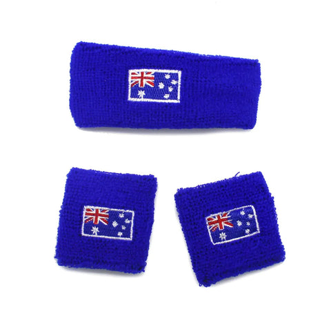 Premium Australian Flag Sweatband Set with Headband & Wristbands