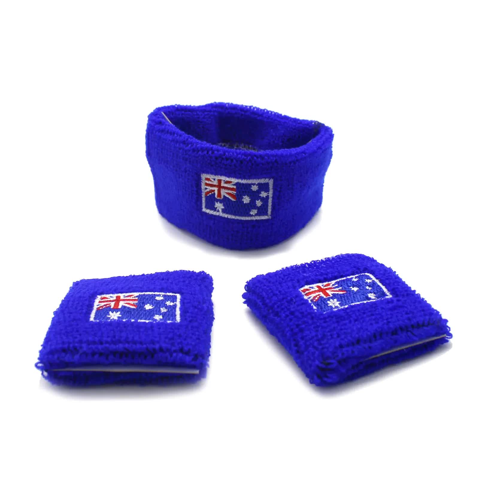 Premium Australian Flag Sweatband Set with Headband & Wristbands