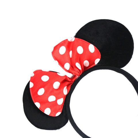 Minnie Mouse Headband Costume Halloween Party Hair Head Band w/ Bow - Black/Red - SuperSaverAU - view 1