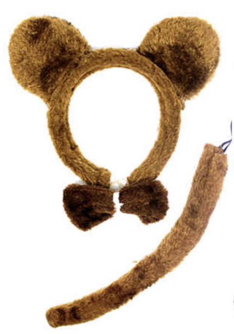 BROWN BEAR EARS HEADBAND w Bow Tail Animal Costume Halloween Party Hair Accessory - SuperSaverAU - view 1