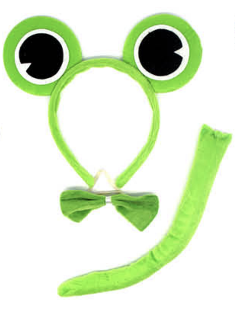 Premium Frog Headband, Bow Tie & Tail Set - Green