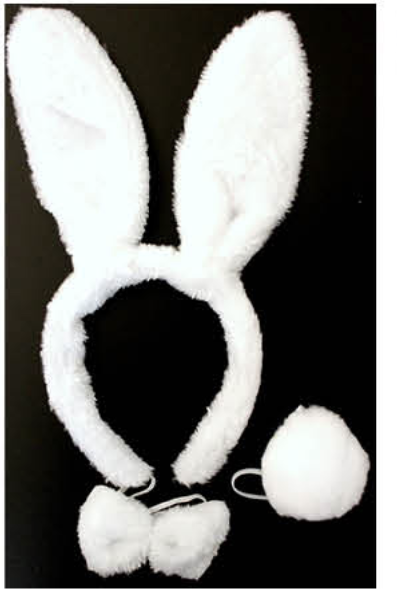 WHITE RABBIT EARS HEADBAND w Bow Tail Animal Costume Halloween Party Hair Accessory - SuperSaverAU - view 1