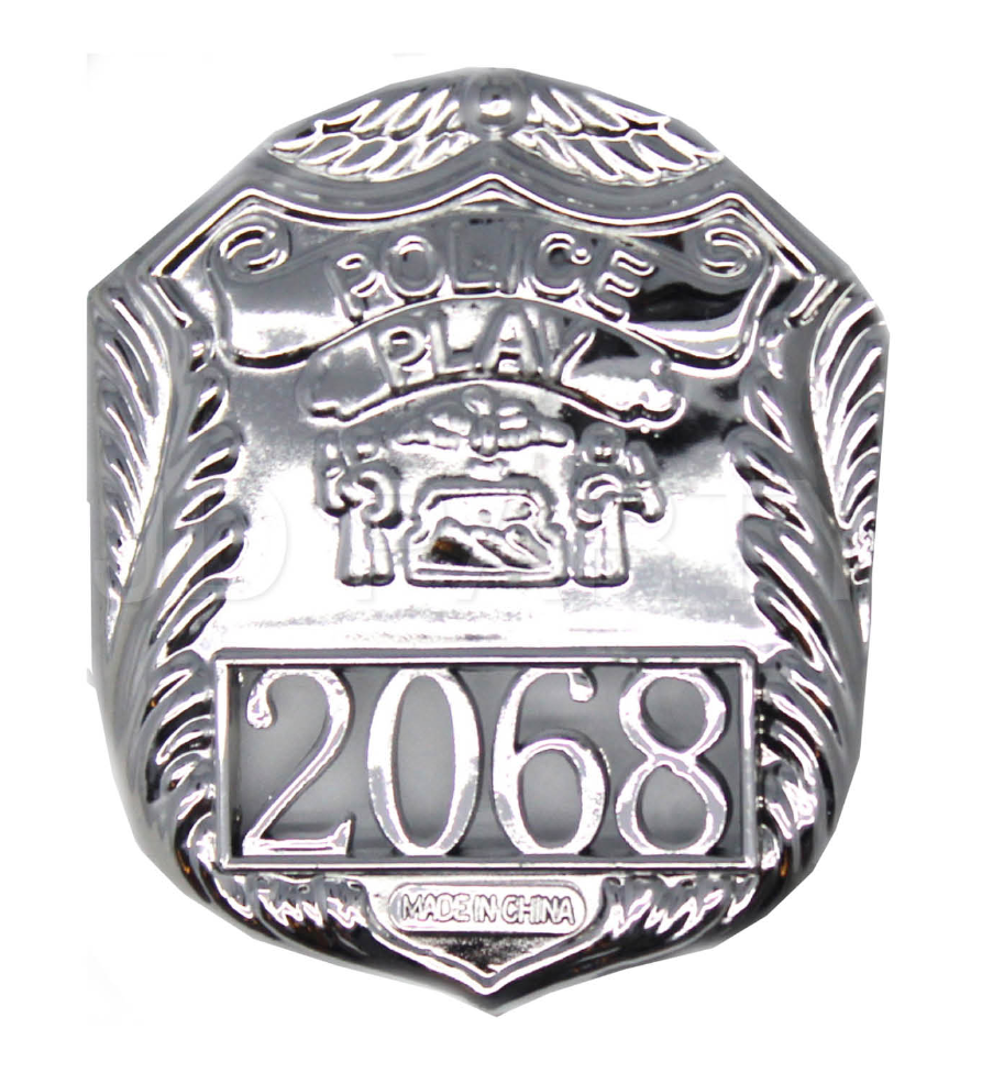 POLICE BADGE Costume Accessory Plastic Silver Fancy Dress Party Officer Cop - SuperSaverAU - view 1