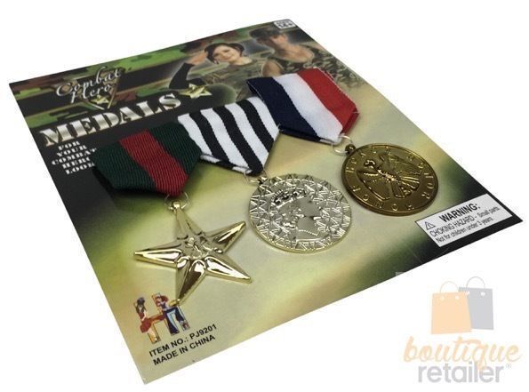Premium Army Soldier Costume Medals - 3pcs