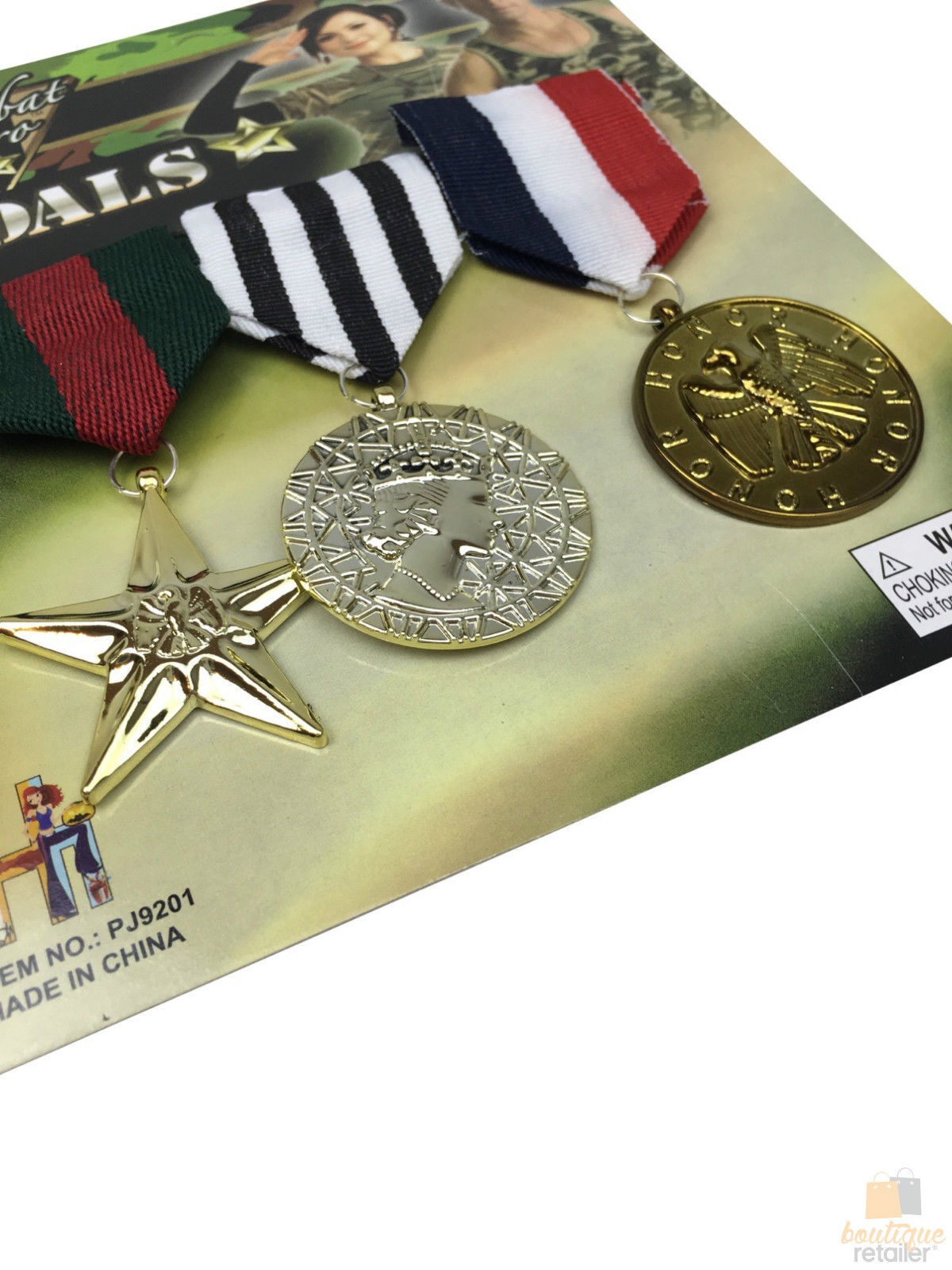 Premium Army Soldier Costume Medals - 3pcs