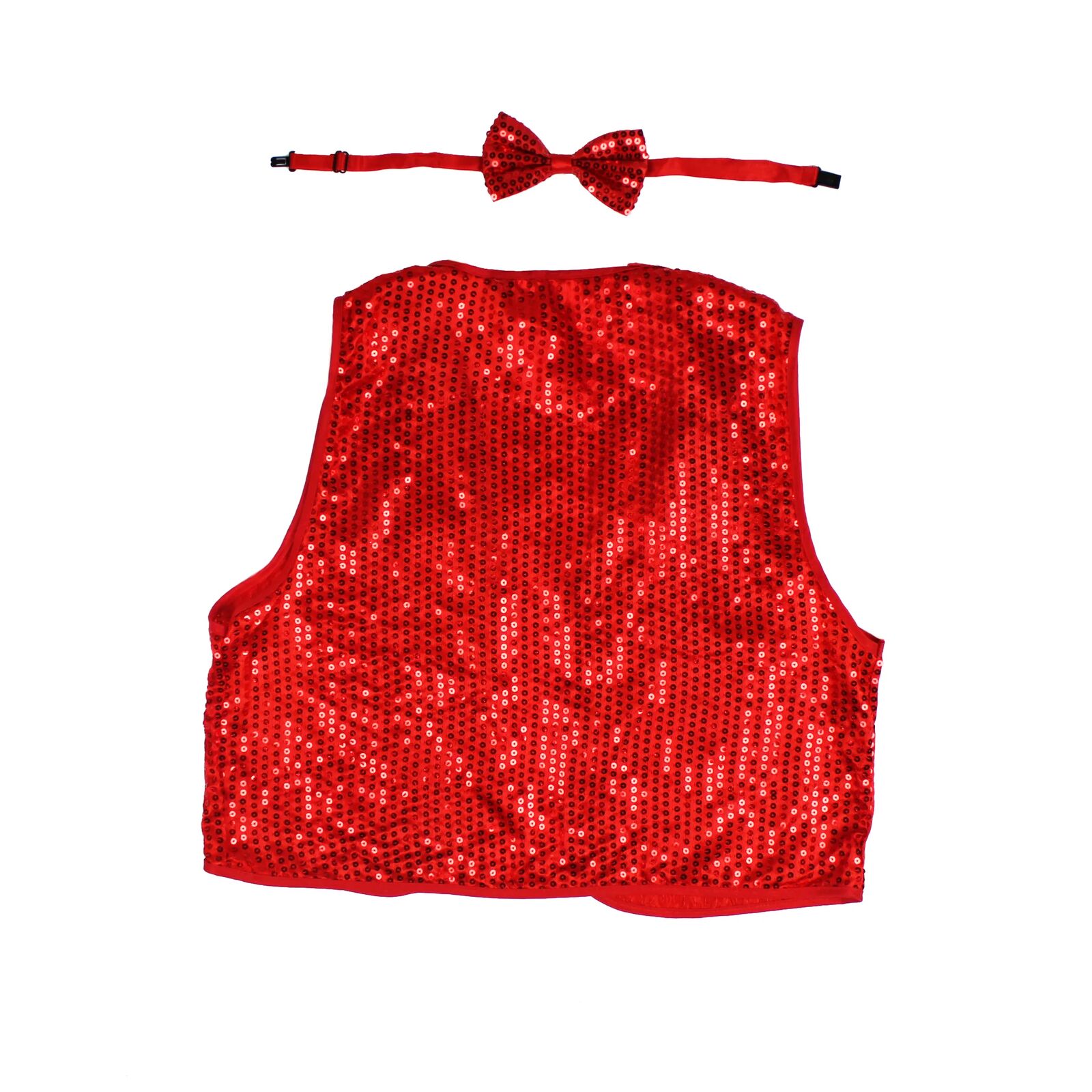 Kids Sequin Vest Bow Tie Set Costume 80s Party Dress Up Waistcoat - Red - SuperSaverAU - view 3