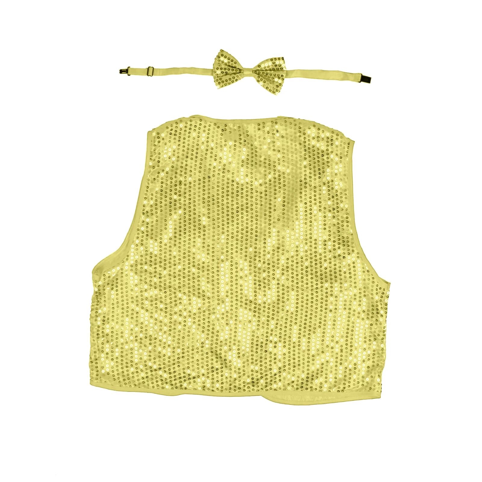 Premium Kids Sequin Vest & Bow Tie Set - Gold/Yellow