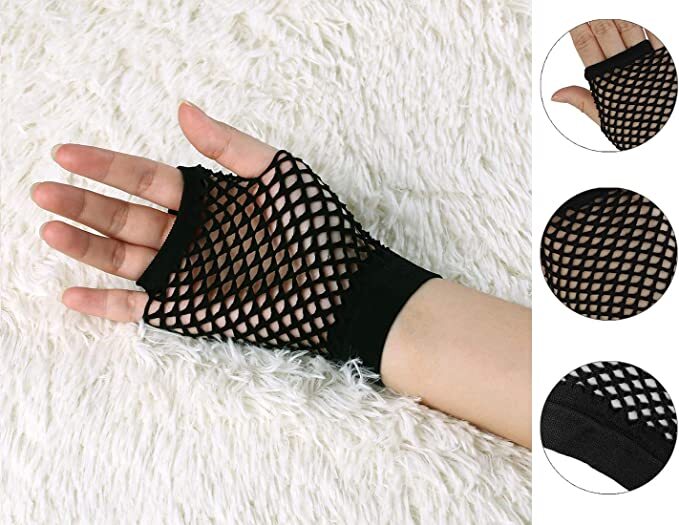 Premium Fingerless Fishnet Gloves - Black, 1 Pair