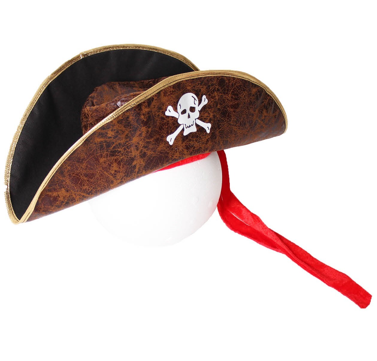 Premium Deluxe Pirate Hat with Faux Leather Finish - Brown