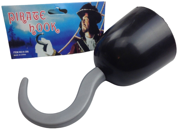 Premium Pirate Hook Hand Costume Accessory - Black/Silver