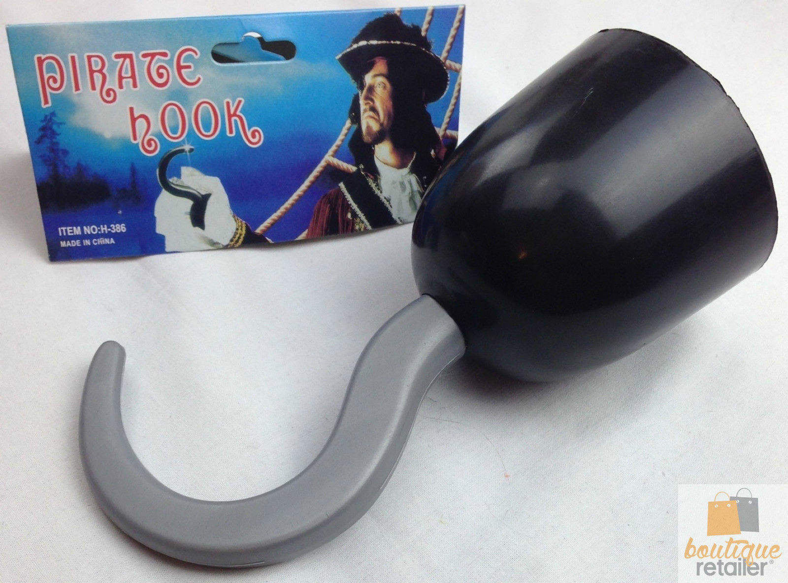 Premium Pirate Hook Hand Costume Accessory - Black/Silver