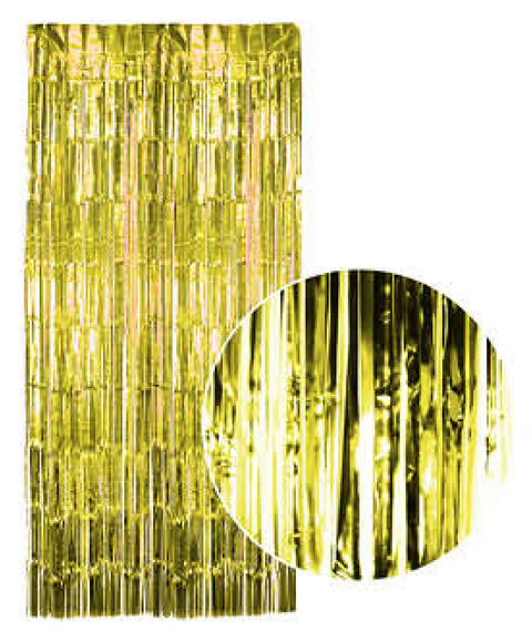 Premium Foil Fringe Tinsel Curtain Backdrop - Yellow/Gold, 200 x 100cm