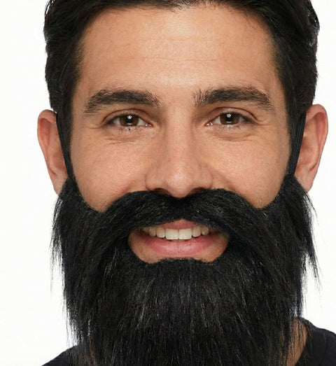 Premium Party Beard & Moustache Costume Prop - Black