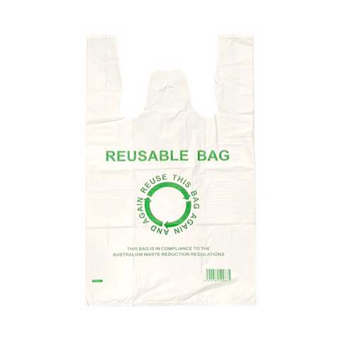 Premium Jumbo Reusable Plastic Singlet Shopping Bags - 245 Pack, 45 x 74cm