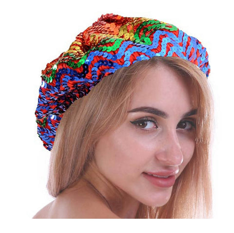 Premium Rainbow Sequin French Beret Hat for Pride
