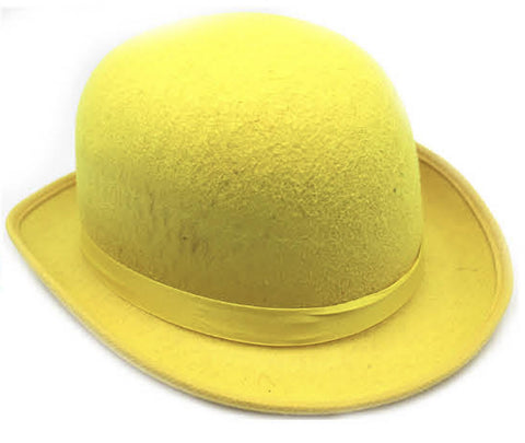 BOWLER HAT Party Vintage Costume Derby Felt Dance Halloween in Yellow - SuperSaverAU - view 1
