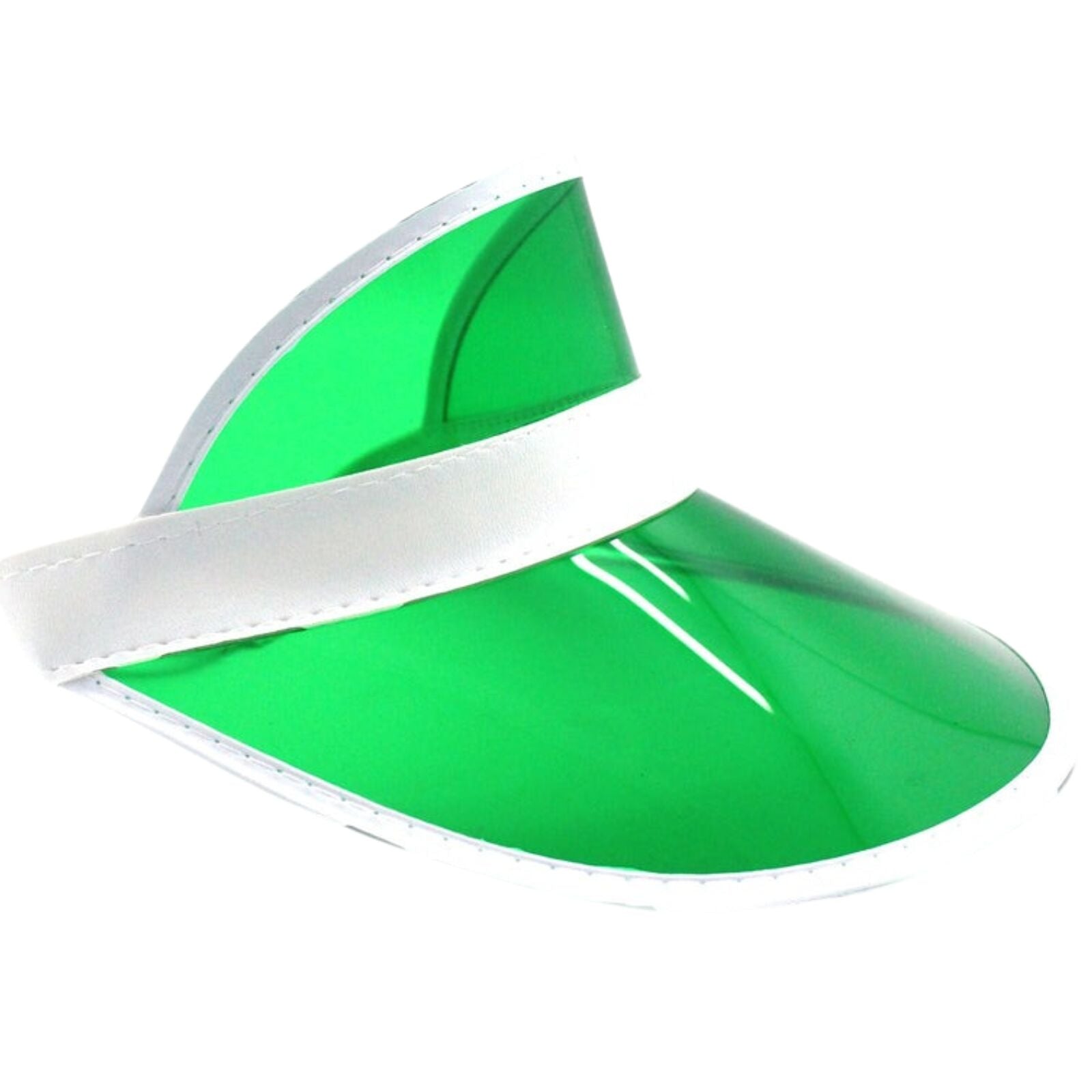 Green Perspex Visor with White Rim – Retro 80s Rave Accessory, Adjustable Fit Australia Day - SuperSaverAU - view 1
